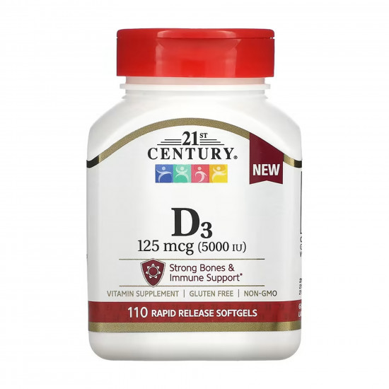 21st Century D3 125 mcg (5000 IU) - 110 softgels 2023-10-7051