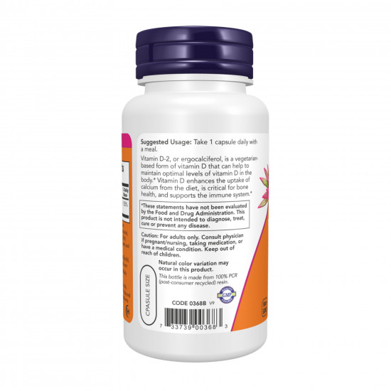 Now Foods Vitamin D 1000 IU Dry - 120 vcaps 2023-10-4532