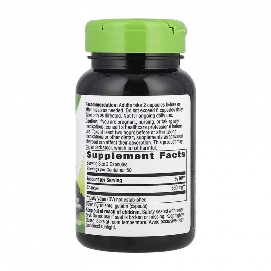 Nature's Way Activated Charcoal - 100 caps 2023-10-6394