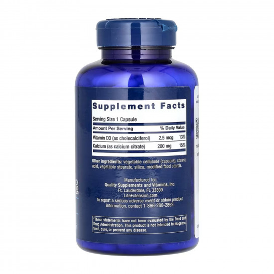 Life Extension Calcium Citrate with Vitamin D - 200 caps 2023-10-5210