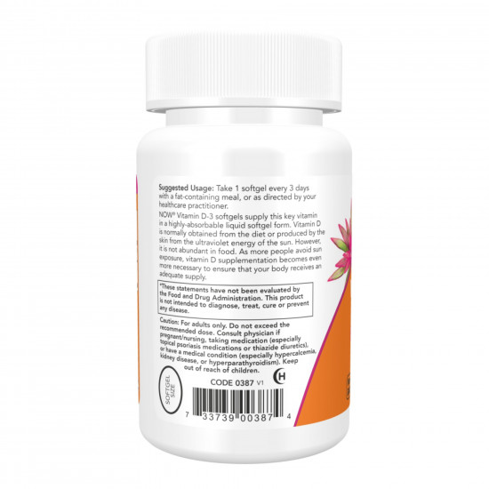 Now Foods Vitamin D-3 10,000 IU - 30 softgels 2023-10-4727