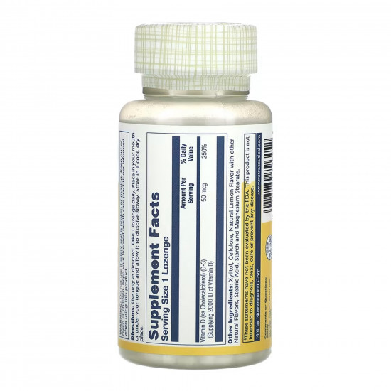 Solaray Vitamin D-3 50mcg - 60 lozenges 2023-10-6967