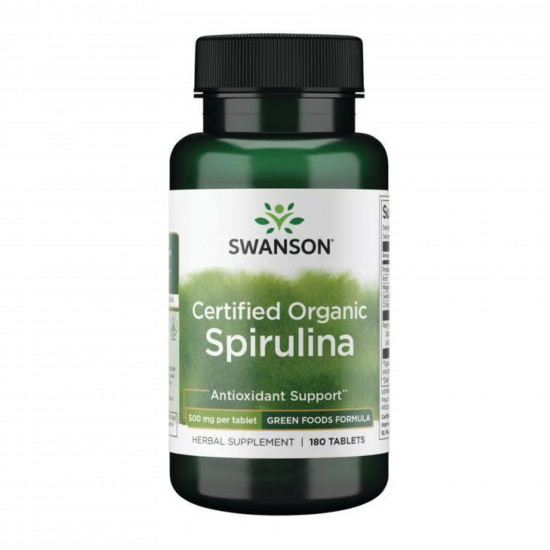Swanson Certified Organic Spirulina 500mg - 180 tabs 100-65-3295022-20 Swanson Certified Organic Spirulina 500mg - 180 tabs 100-65-3295022-20