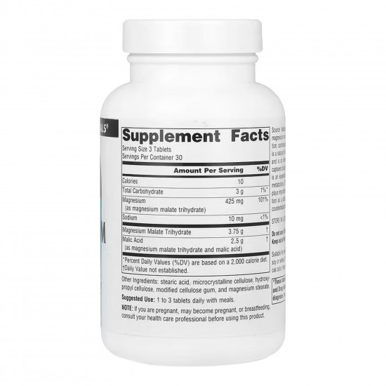 Source Naturals Magnesium Malate 1250mg - 90 tabs 2023-10-2677