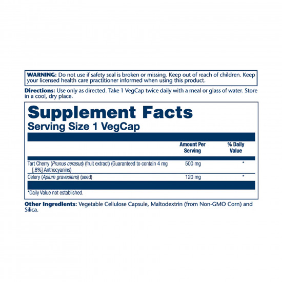 Solaray Tart Cherry & Celery Seed 620mg - 60 caps 2023-10-5693