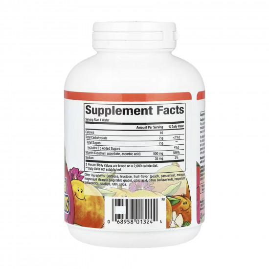 Natural Factors Vitamin C 500 mg - 90 Chewable Wafers Peach Passion Fruit and Mango 2023-10-6545