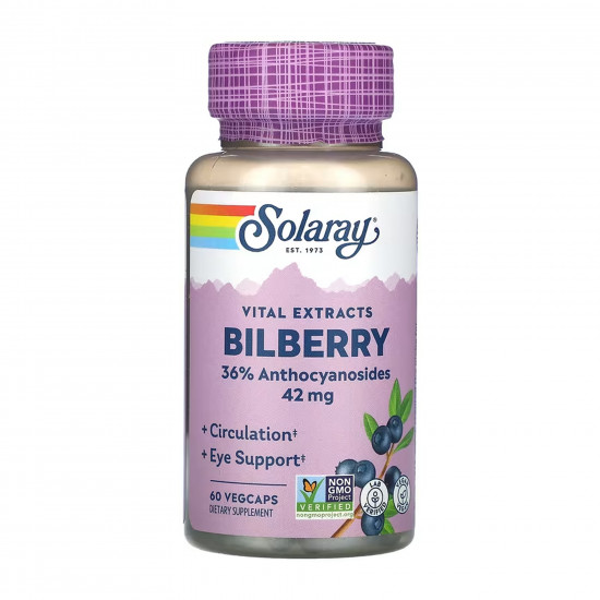 Solaray Bilberry Berry Extract 42mg - 60 vcaps 2023-10-6969