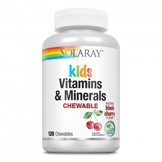 Solaray Kids Vitamins & Minerals - 120 chewables Black Cherry (Пошкоджена банка) 2023-10-7822