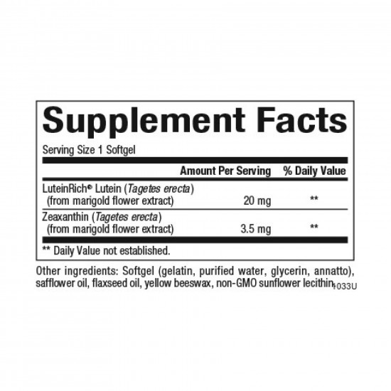 Natural Factors Lutein 20mg - 60 softgels 2023-10-3804