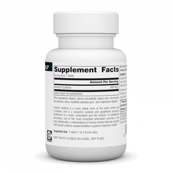Source Naturals N-Acetyl Cysteine 600mg - 30 tabs 2023-10-5884
