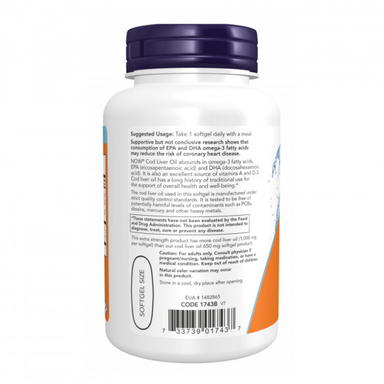 Now Foods Cod Liver Oil 1000mg - 180 sgels 2022-10-2376