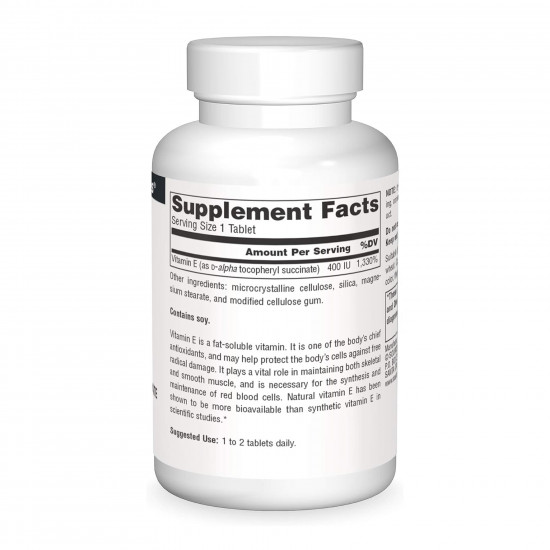Source Naturals Vitamin E 400 IU D-Alpha Tocopherol - 100 tabs 2023-10-6156