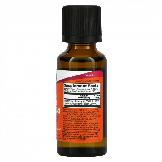 Now Foods Liquid Vitamin D-3 - 30ml (1fl oz) 2022-10-0660