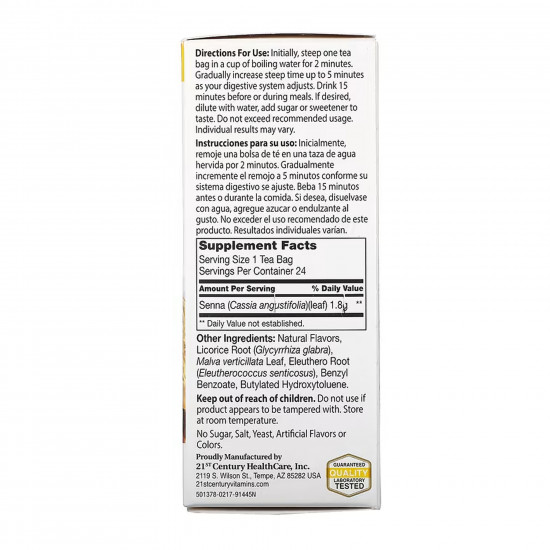 21st Century Slimming Tea - 24 bag Honey Lemon 2023-10-7107