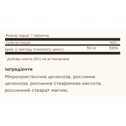 Zinc 50mg - 100 tabs