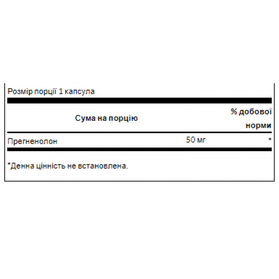 Swanson Pregnenolone 50mg - 60caps 100-97-1809545-20