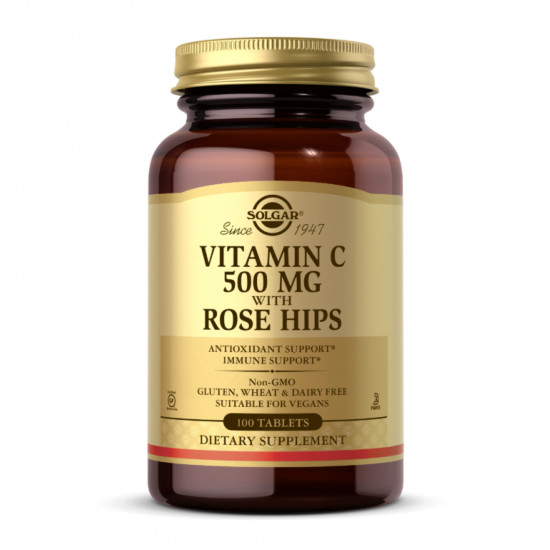 Solgar Vitamin C 500mg with Rose Hips - 100 tabs 100-39-0726512-20