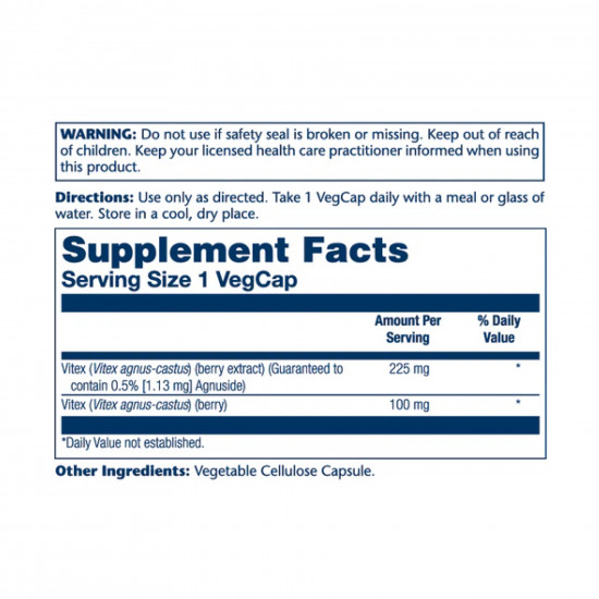 Solaray Vitex Chaste Berry Extract 225mg - 60 vcaps 2023-10-4427