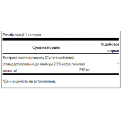 Artichoke Extract Standardized 250 mg - 60caps (Пошкоджена банка)