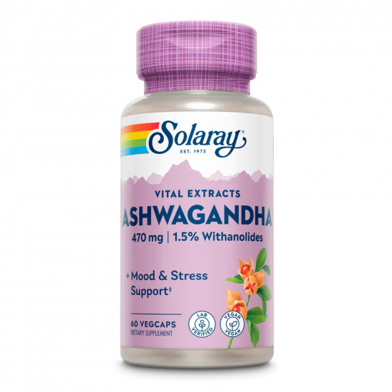 Solaray Ashwaganda Root Extract 470mg - 60vcaps 2022-10-1793 Solaray Ashwaganda Root Extract 470mg - 60vcaps 2022-10-1793