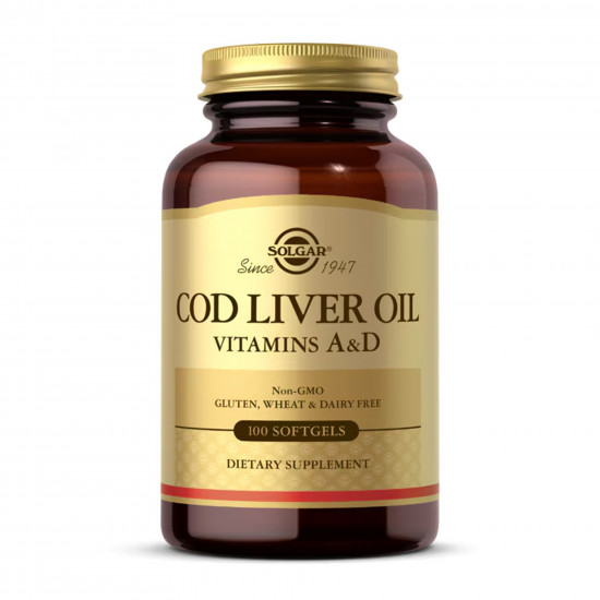 Solgar Cod Liver Oil Vitamins A&D - 100 softgels 100-26-3403086-20