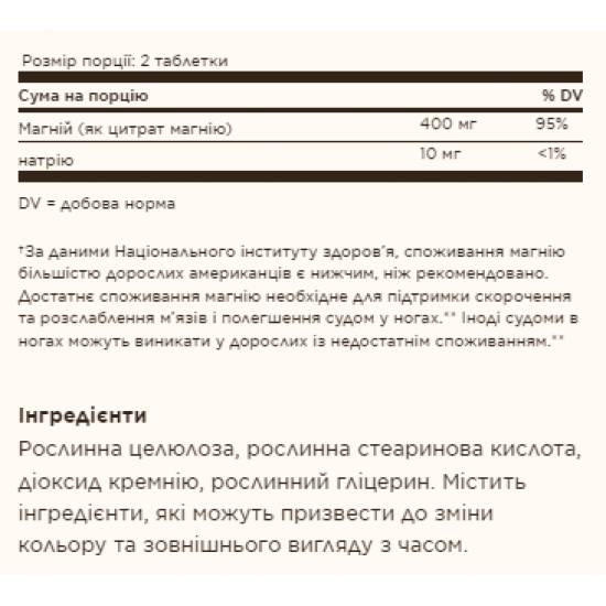 Solgar Magnesium Citrate - 120 tabs (Пошкоджена етикетка) 2023-10-7992