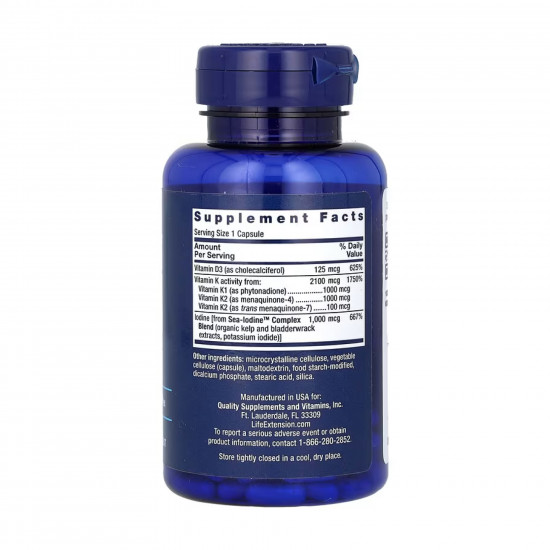 Life Extension Vitamins D and K with Sea-Iodine™ - 60 caps (Пошкоджена банка) 2023-10-6452