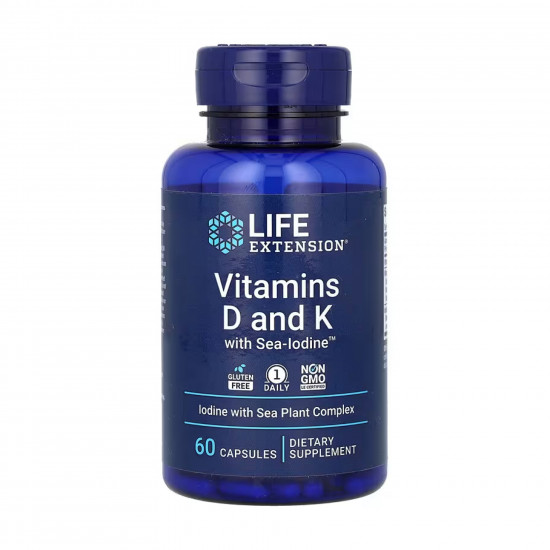 Life Extension Vitamins D and K with Sea-Iodine™ - 60 caps (Пошкоджена банка) 2023-10-6452
