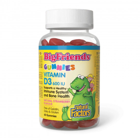 Natural Factors BigFriends Vitamin D3 Gummies 600 IU - 60 gummies 2023-10-6550