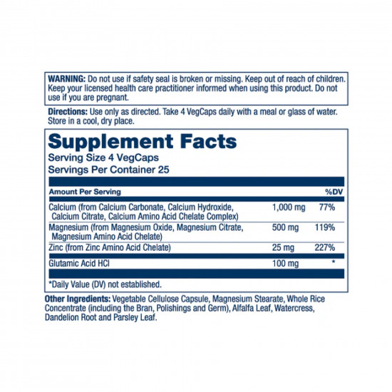 Solaray Calcium Magnesium Zinc - 100 vcaps 2023-10-4430