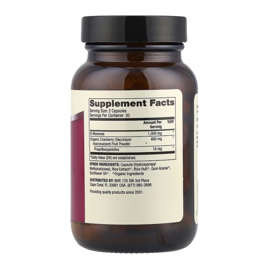 Dr. Mercola D-Mannose and Cranberry Extract - 60 caps (До 10.26+Повреждена крышка) 2024-11-0086