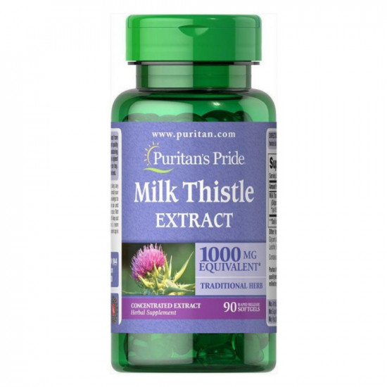 Puritans Pride Milk Thistle 4:1 Extract 1000mg - 90softgels 100-42-8545817-20