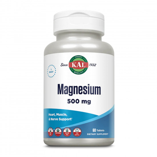 KAL Magnesium One Daily 500mg - 60 tabs 2023-10-3156 KAL Magnesium One Daily 500mg - 60 tabs 2023-10-3156