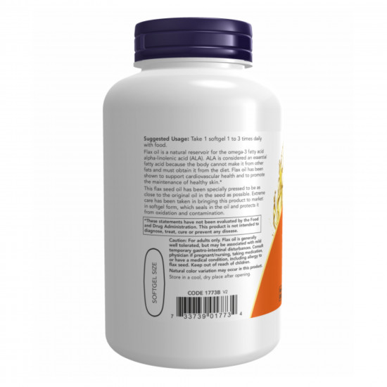 Now Foods Flax Oil Org 1000mg - 120 vgels 2022-10-2381