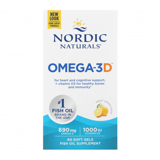Nordic Naturals Omega-3D - 60 softgels 2023-10-5958