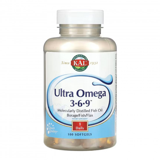 KAL Ultra Omega 3-6-9 1200mg - 100 softgels 2023-10-7598