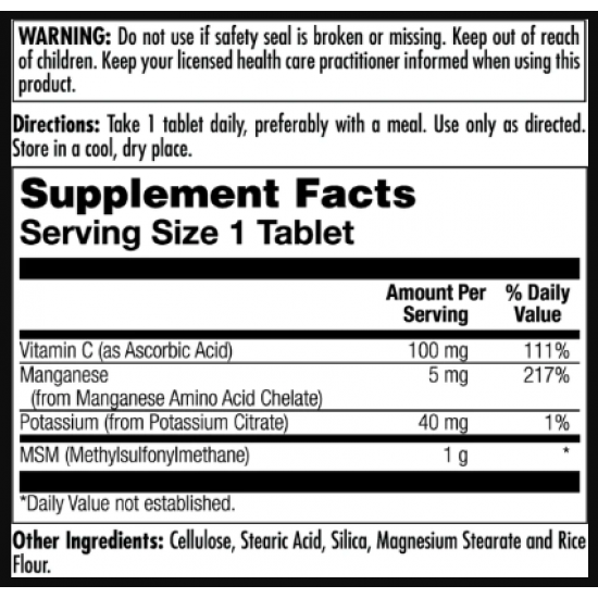 KAL MSM 1000mg - 80 tabs 2022-10-1012