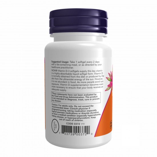 Now Foods VIT D-3 5000IU - 120 sgels 2022-09-1189
