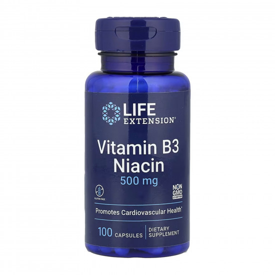 Life Extension Vitamin B3 Niacin 500 mg - 100 caps 2023-10-6355