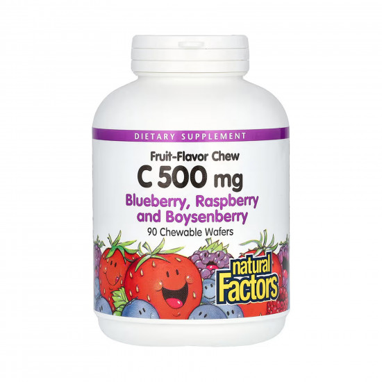 Natural Factors Vitamin C 500mg - 90 tabs Mixed Berry 2023-10-6552