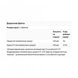 ChromeMate® Chromium GTF 200mcg Yeast Free - 120 tabs (Пошкоджена банка)
