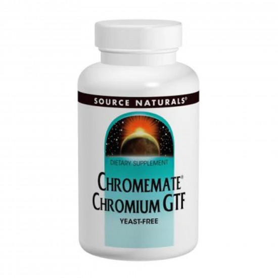Source Naturals ChromeMate® Chromium GTF 200mcg Yeast Free - 120 tabs (Пошкоджена банка) 2024-11-0225
