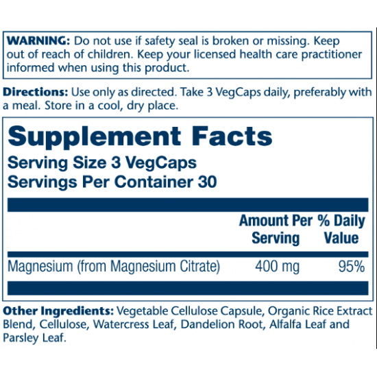Solaray Magnesium Citrate 400mg - 90 vcaps 2022-10-1036