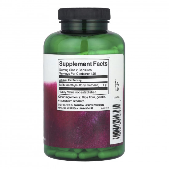 Swanson MSM 500mg - 250 caps 2023-10-4070