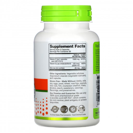 Nutribiotic Vitamin C+D3 & Zinc - 100 caps 2022-10-3008