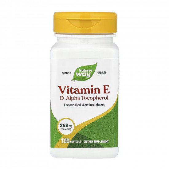 Nature's Way Vitamin E D-Alpha Tocopherol - 100 Softgels 2023-10-6854