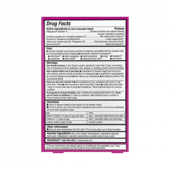 Nature's Way Cold + Flu Relief - 20 tabs Orange 2023-10-7888