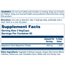 Magnesium Citrate 400mg - 180 vcaps (Повреждена этикетка)