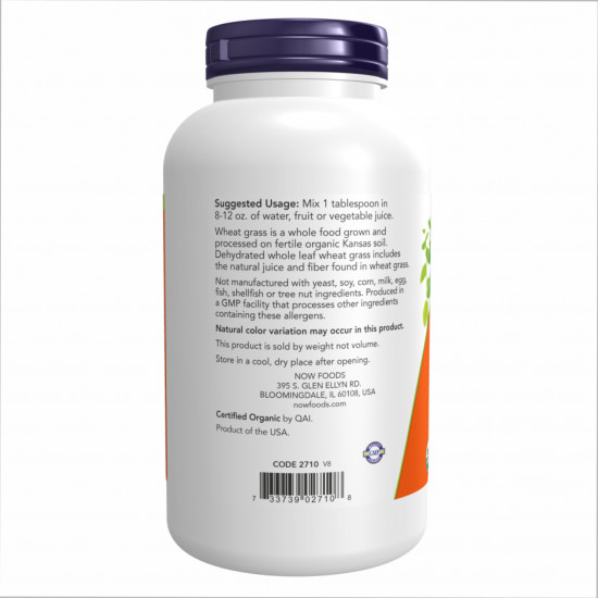 Now Foods Wheat Grass Powder Organic - 9oz 2022-10-2064