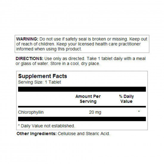 KAL Chlorophyll 20mg - 100 tabs 2023-10-3159